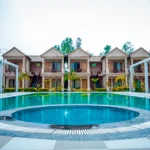 Out door poolside of pearl blue resort bhopal